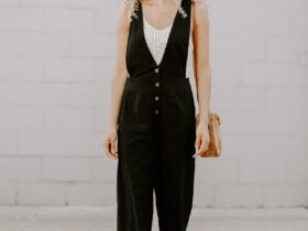 Black linen jumpsuit outfit for summer