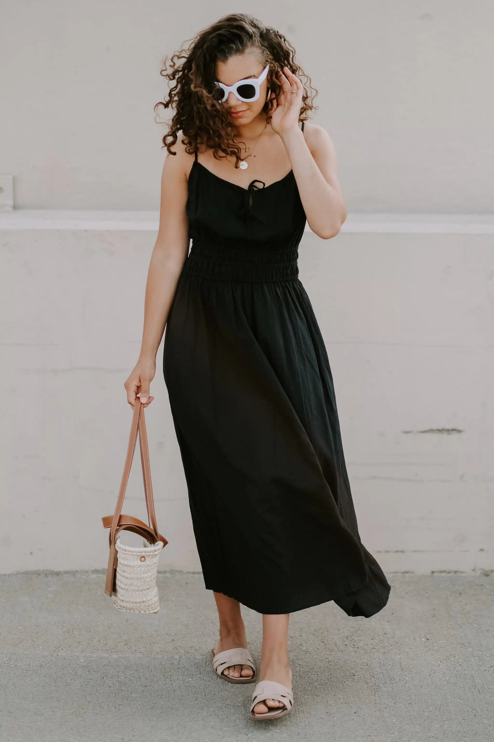 black linen midi dress summer outfit