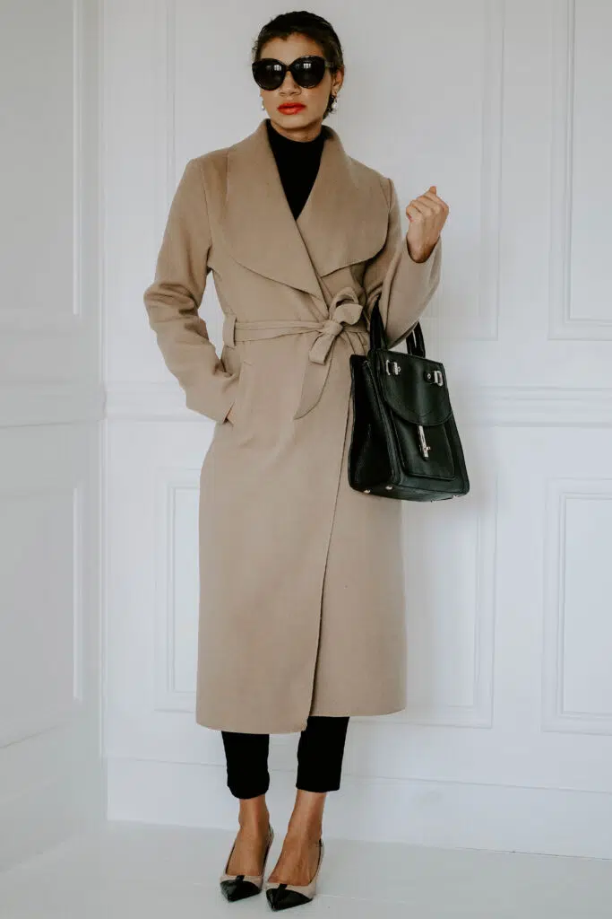 camel coat classic outfit