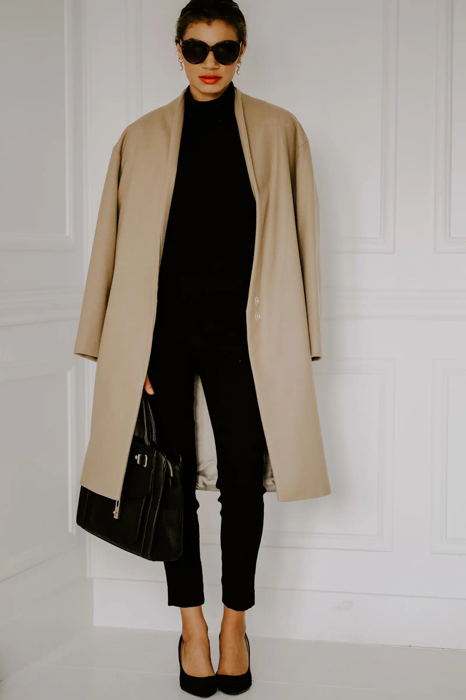 camel coat outfit