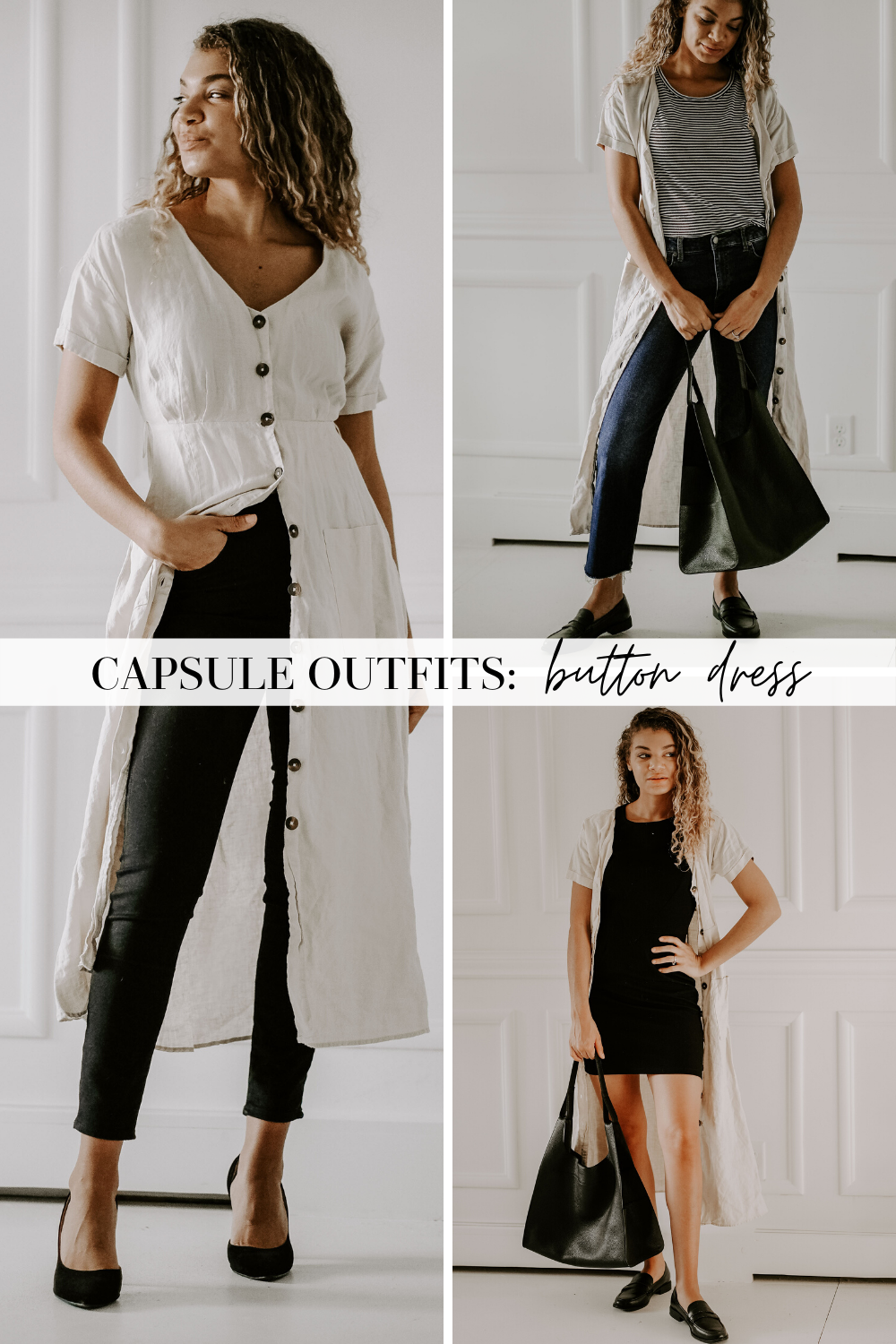 capsule outfits button shirt dress