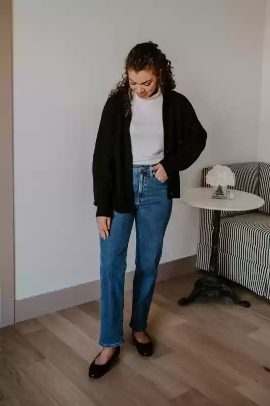 fall outfit idea, turtleneck and cardigan
