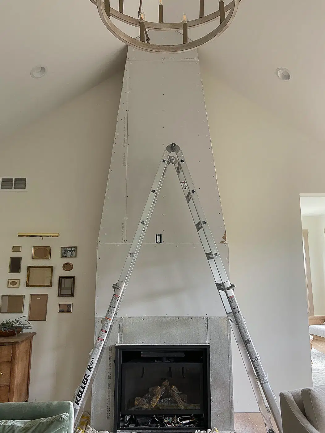 diy plaster fireplace before and after