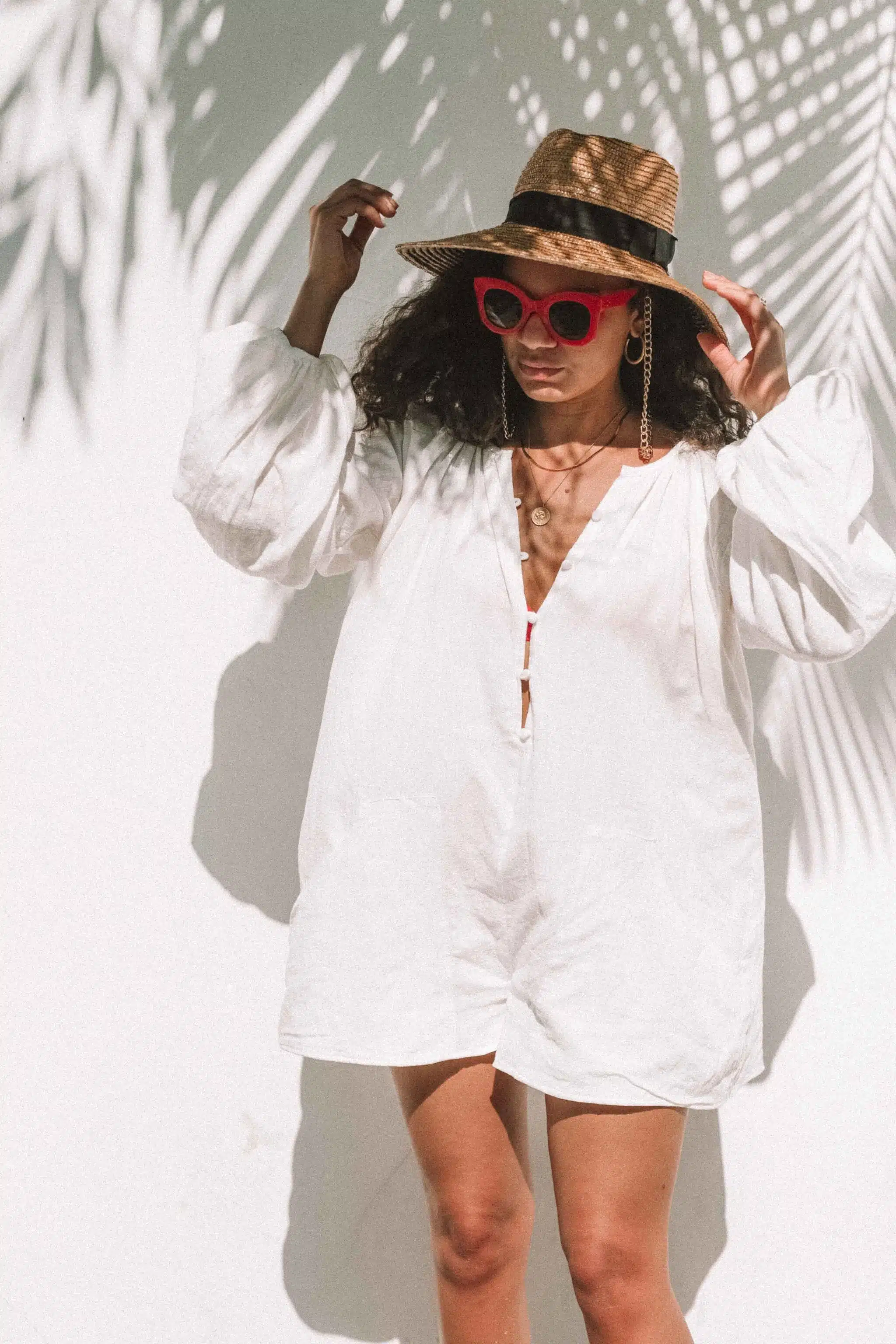 white romper outfit for beach vacation