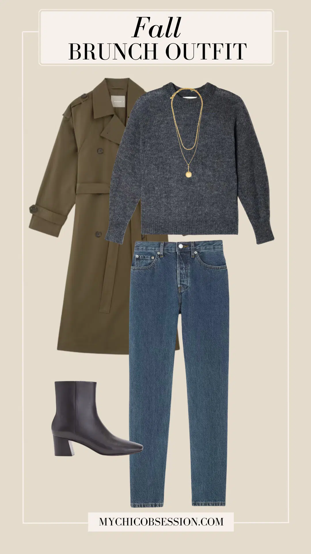 trench coat fall brunch outfit