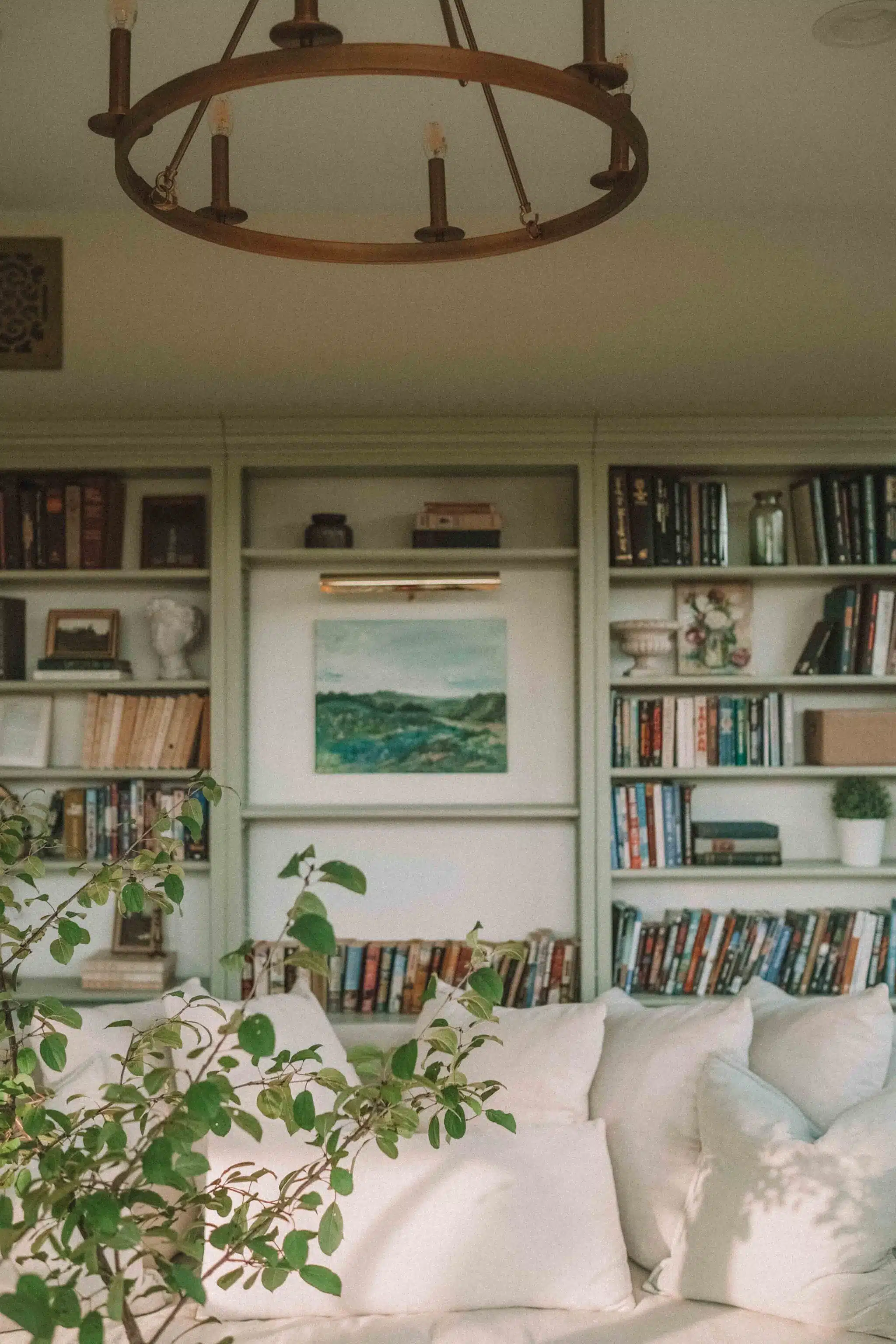 sage green sherwin williams bookcase
