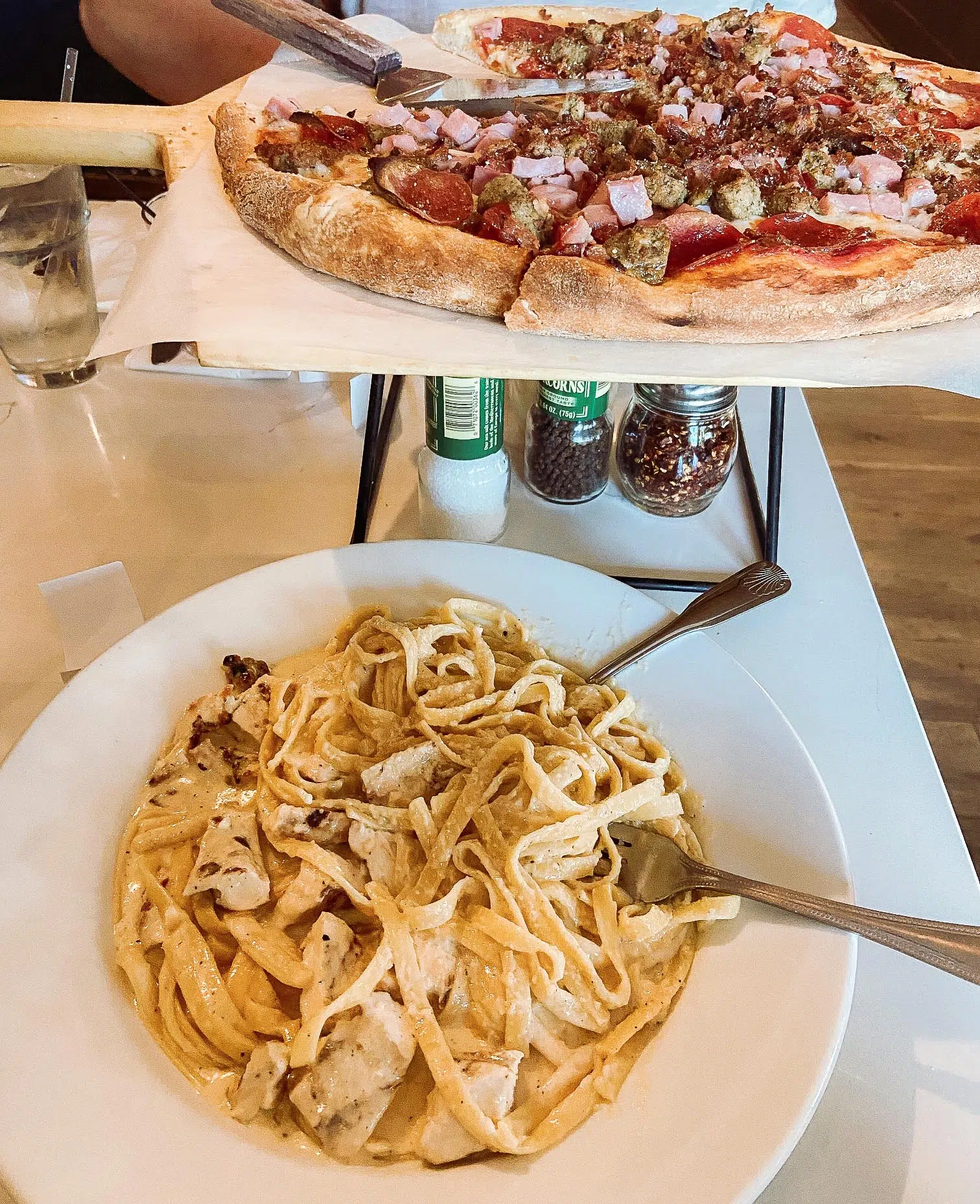 pasta and pizza at a restaurant in Marco island