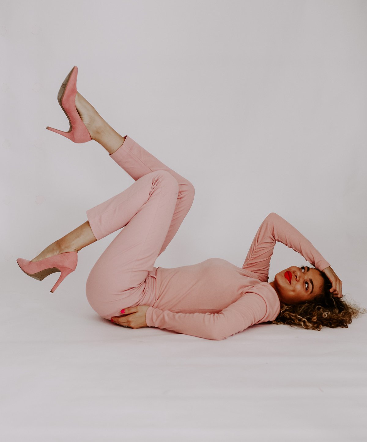 This all millennial pink outfit is perfect for Valentines Day or its a great spring outfit idea too!