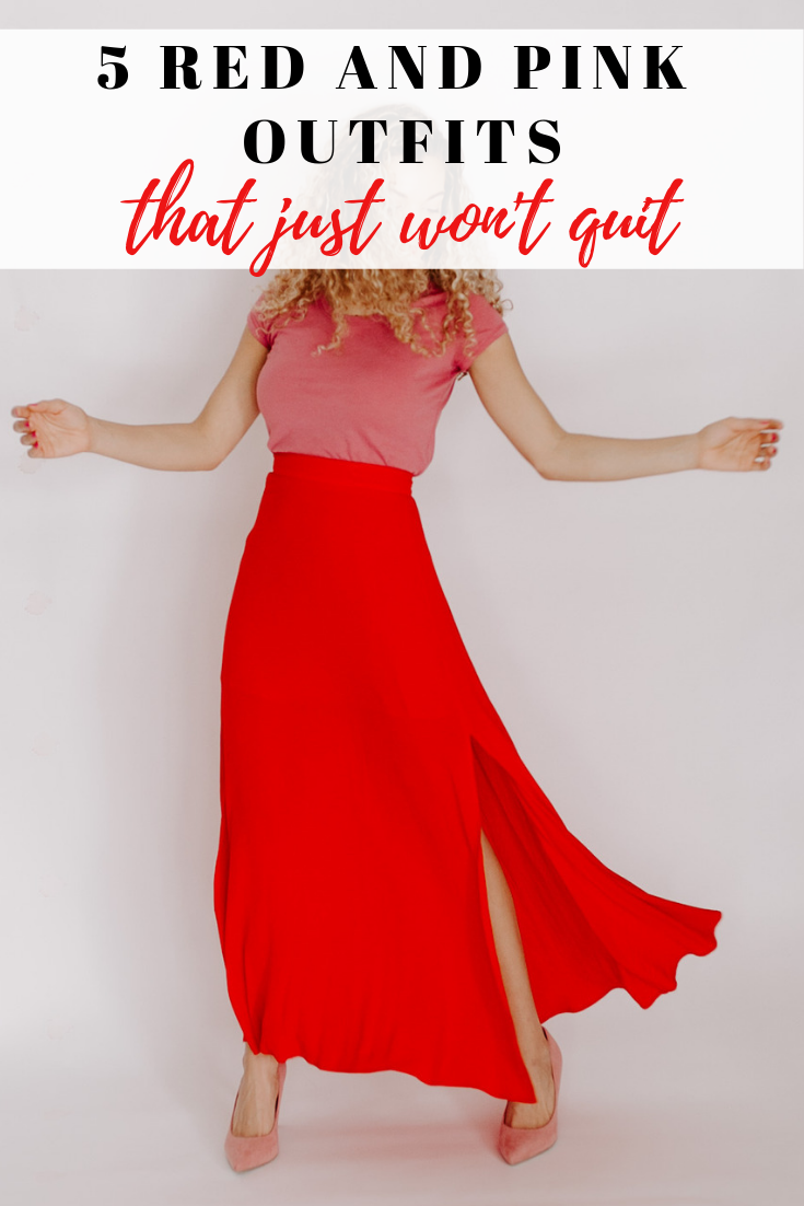 Red and pink outfits that are perfect for Valentine's Day or wearing them for spring. These colors together are great spring outfit ideas too!