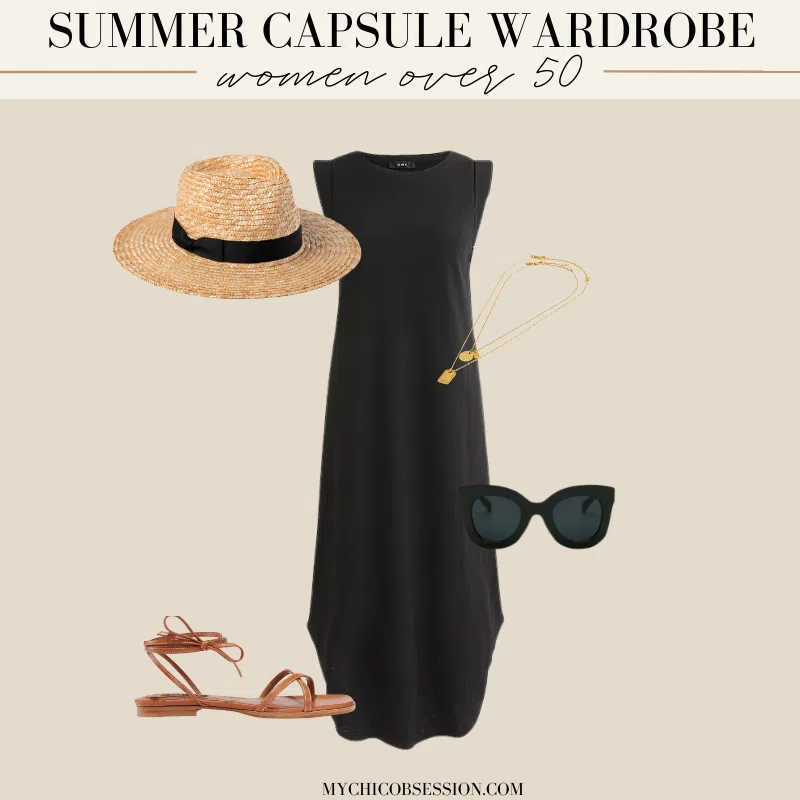 summer capsule wardrobe women over 50 outfit dress