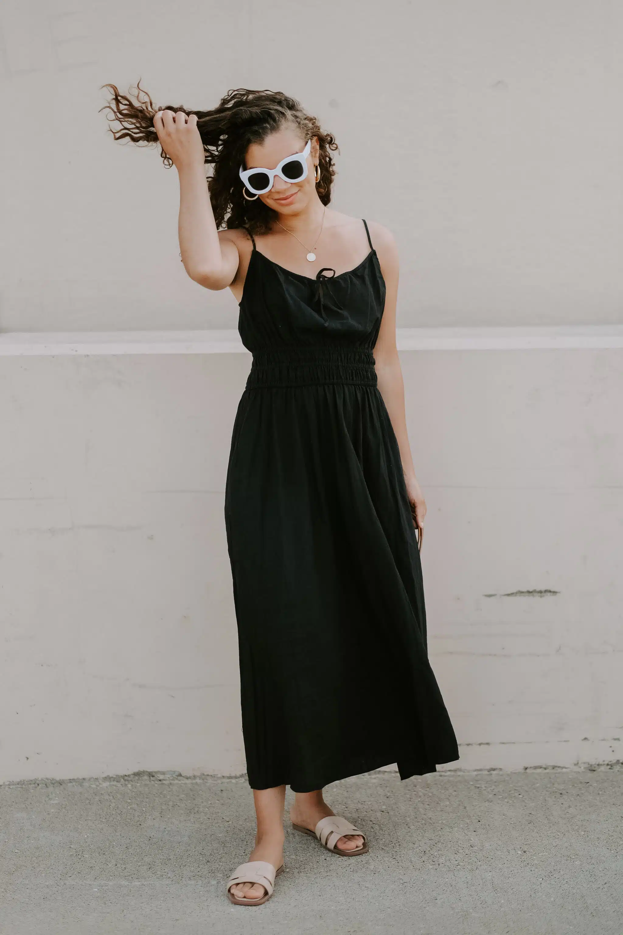 black linen midi dress summer outfit