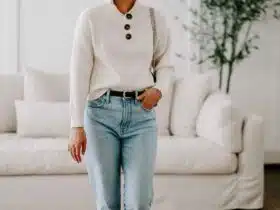 collar knit sweater outfit