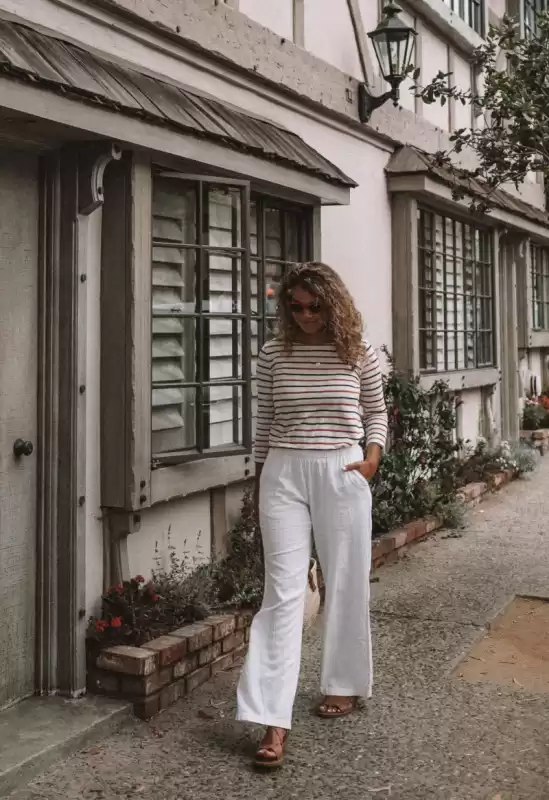 white linen pants outfit