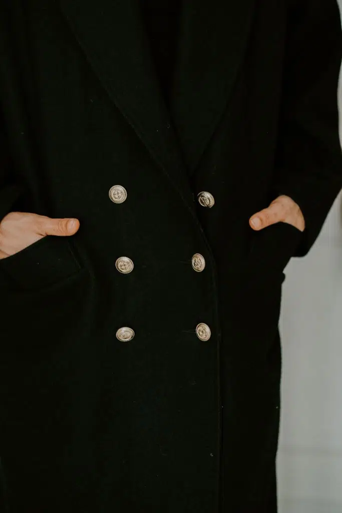 classic black coat thrifting haul