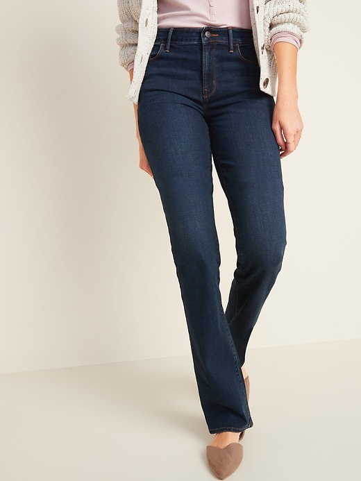 Mid-Rise Dark-Wash Kicker Boot-Cut Jeans for Women