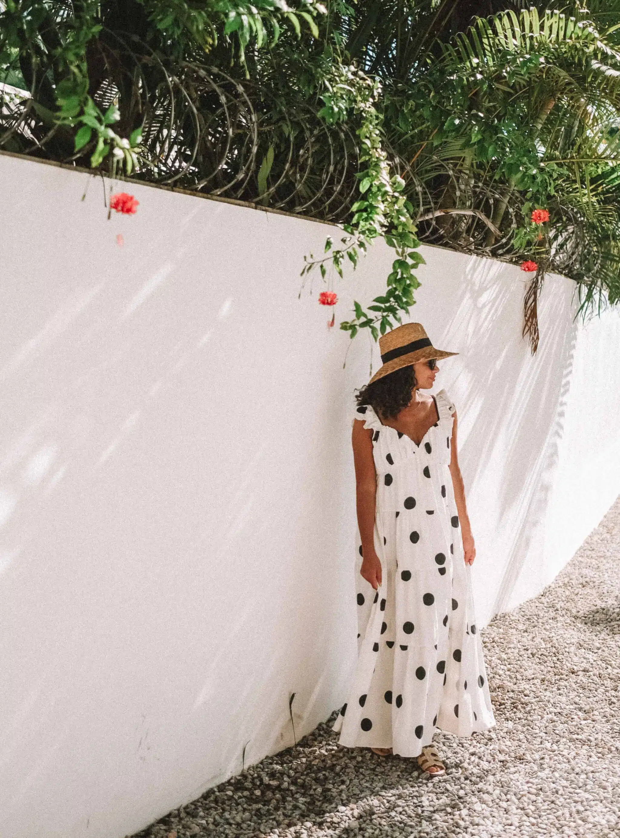 polka dot maxi dress outfit