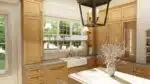 european kitchen rendering option with glass cabinets near range