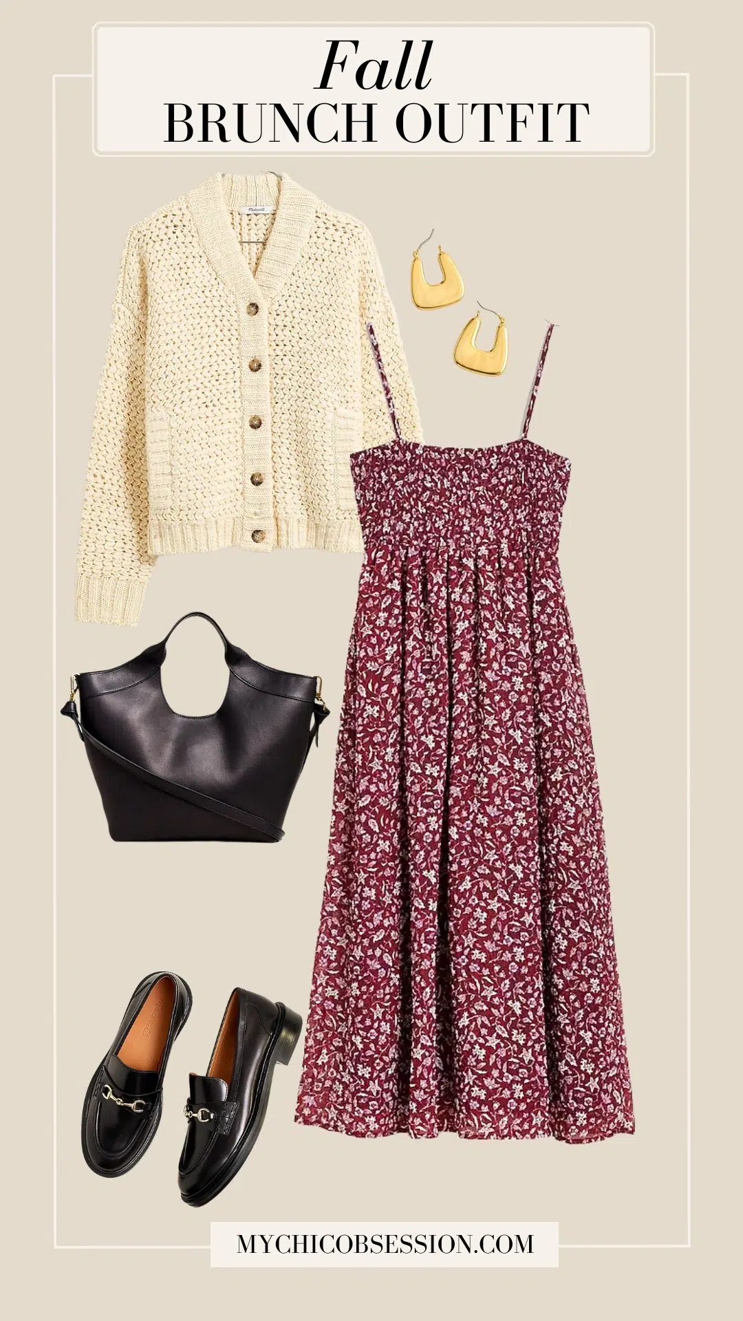 midi dress fall brunch outfit idea