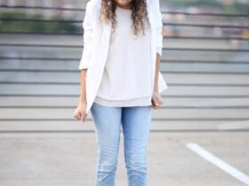 how to wear a white blazer. white blazer outfit ideas. white on white