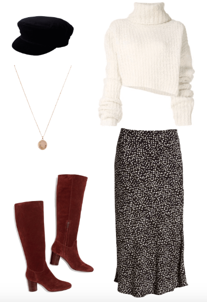 midi skirt french fall look