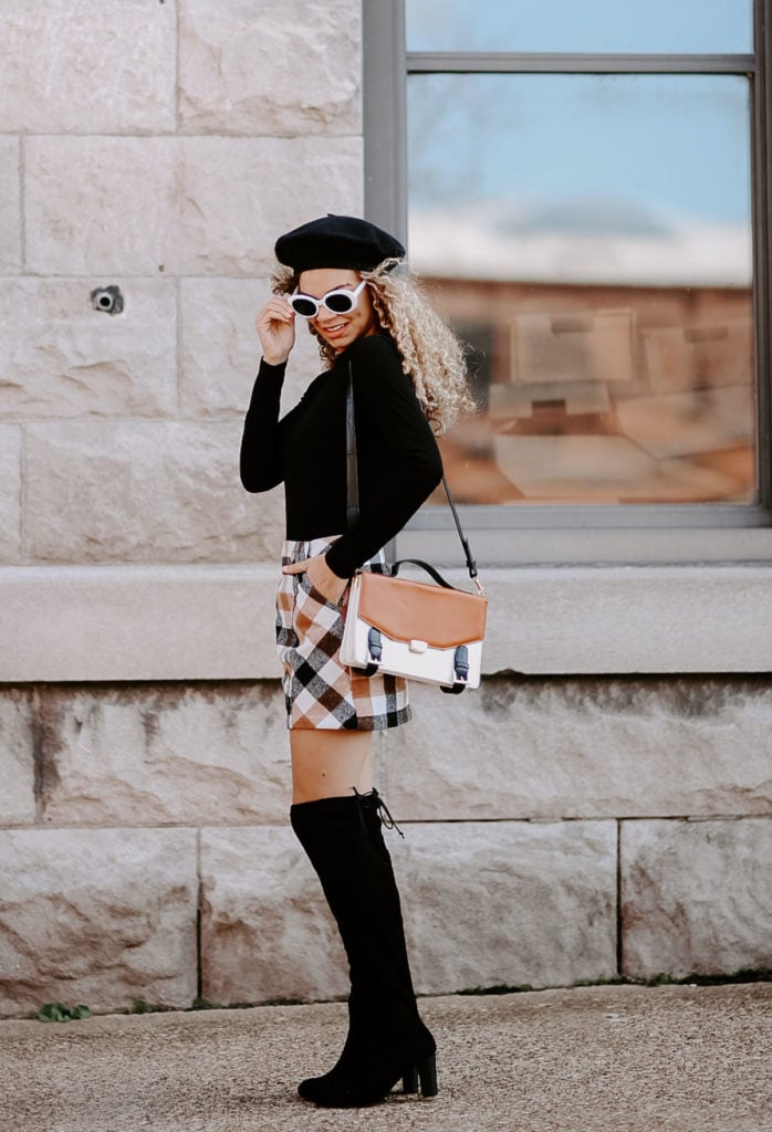 plaid mini skirt outfit