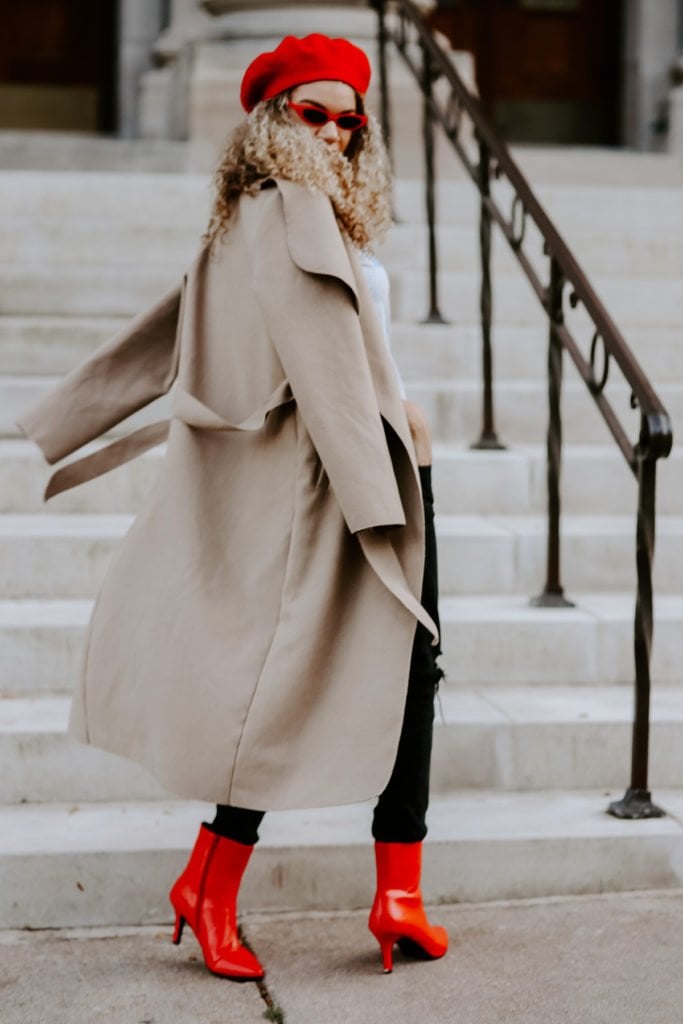 camel coat outfit