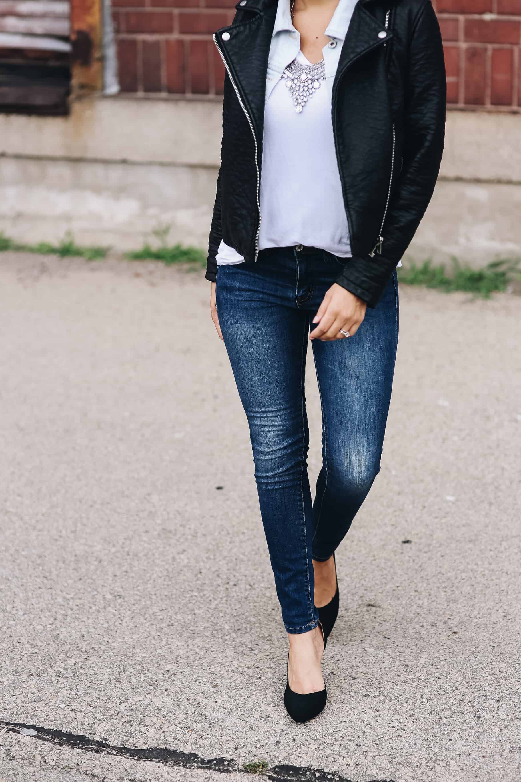 elevate a simple tee and jeans outfit