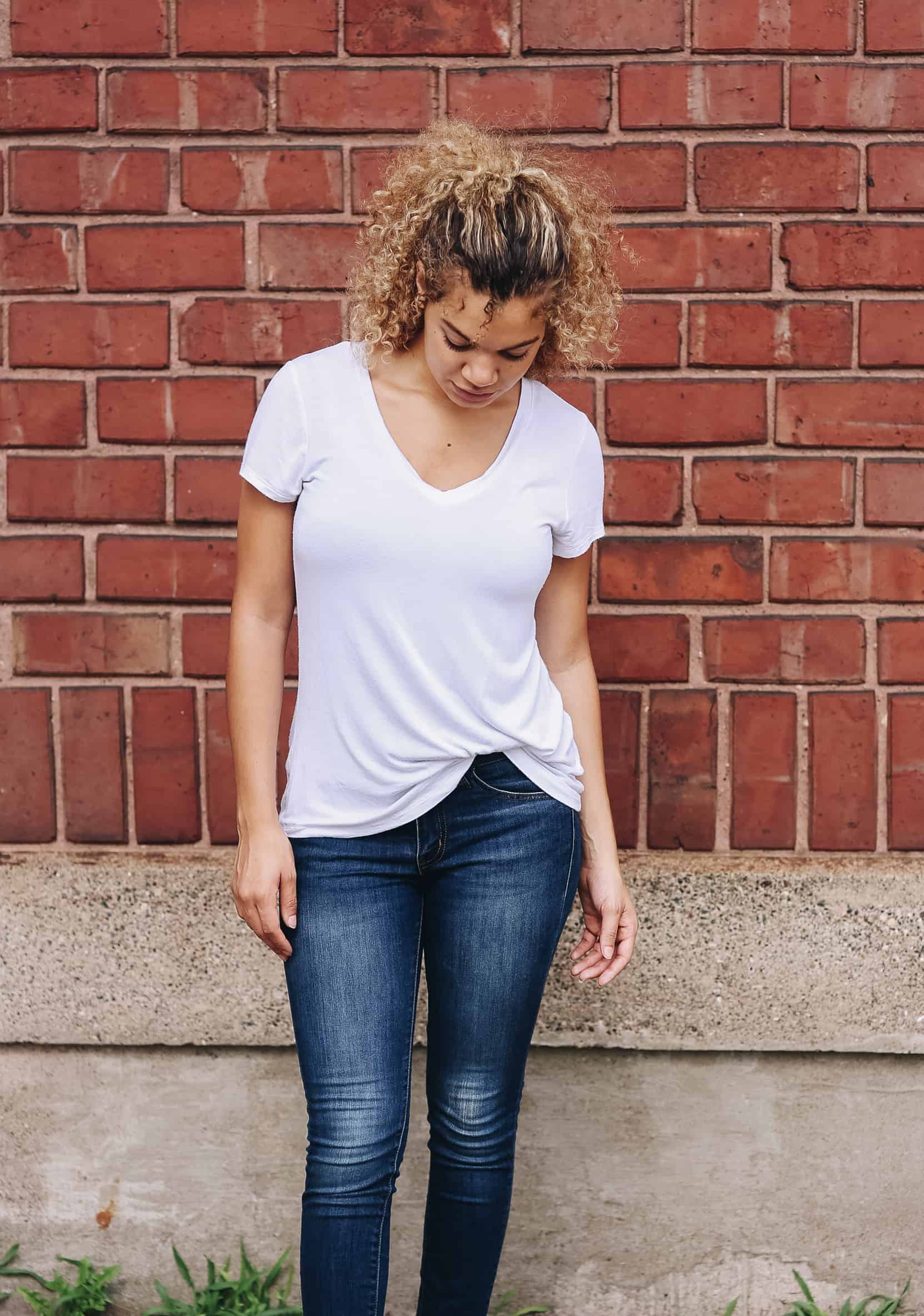 elevate a simple tee and jeans outfit