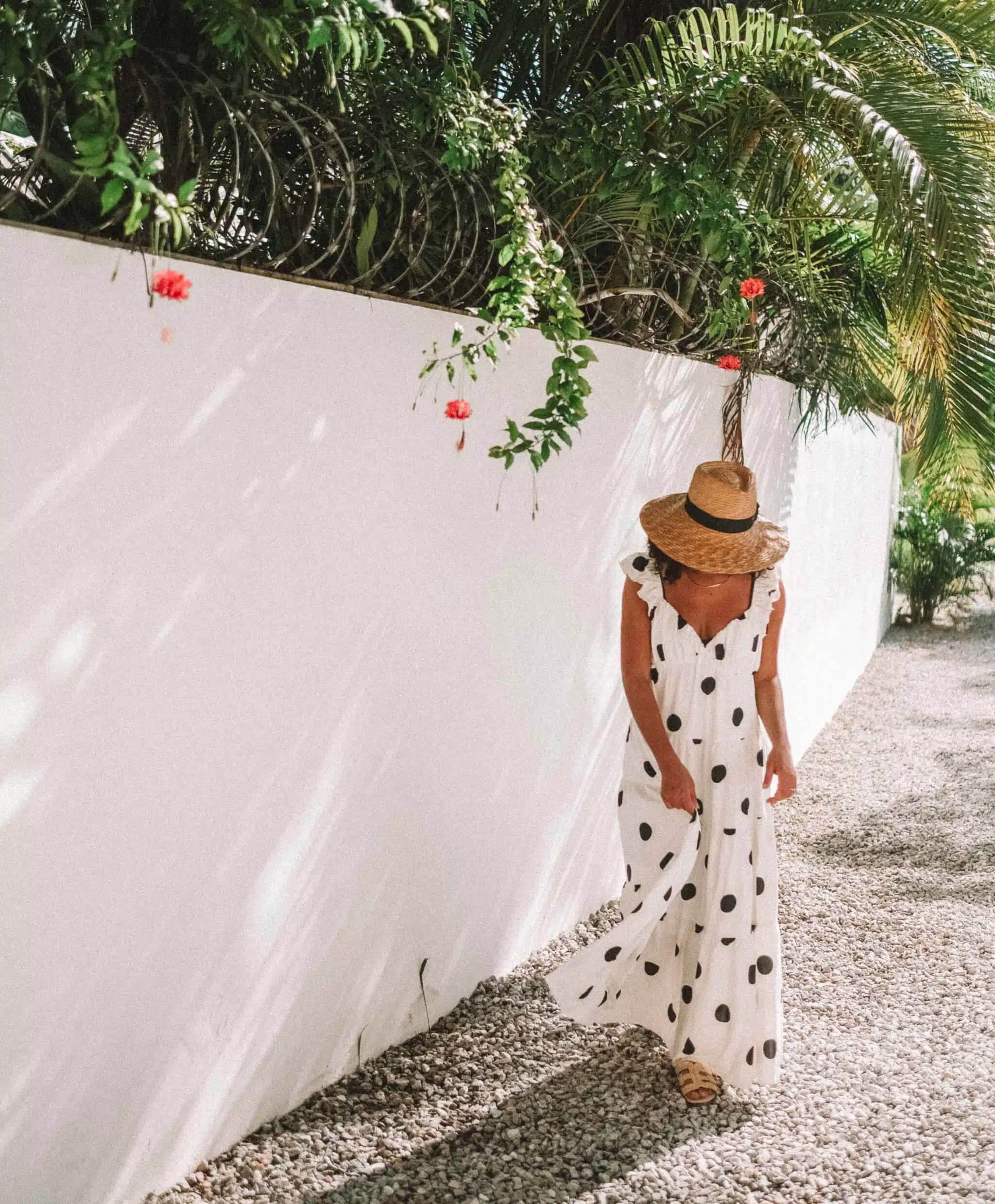 polka dot dress beach outfit