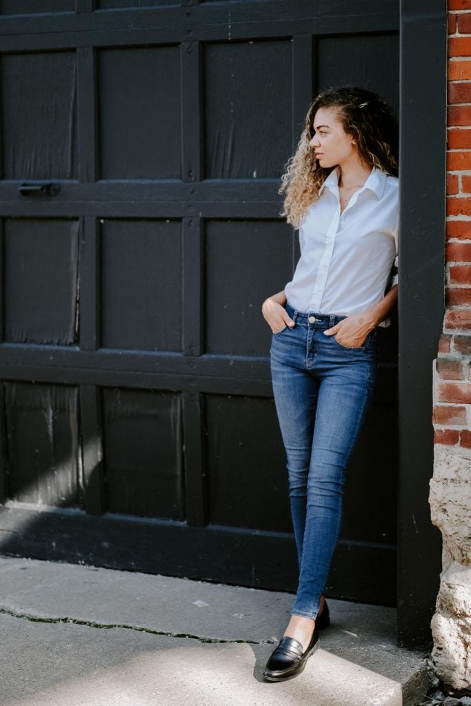 white button down outfit for a french girl starter wardrobe