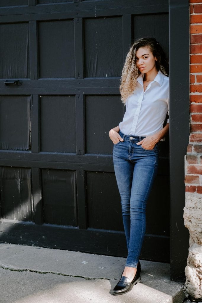 white button down outfit for a french girl starter wardrobe