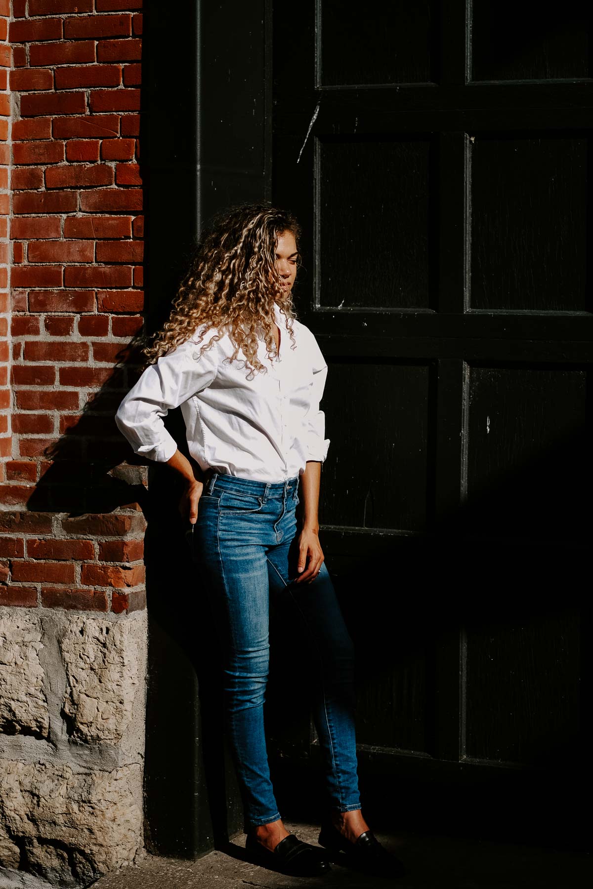 white button down outfit for a french girl starter wardrobe