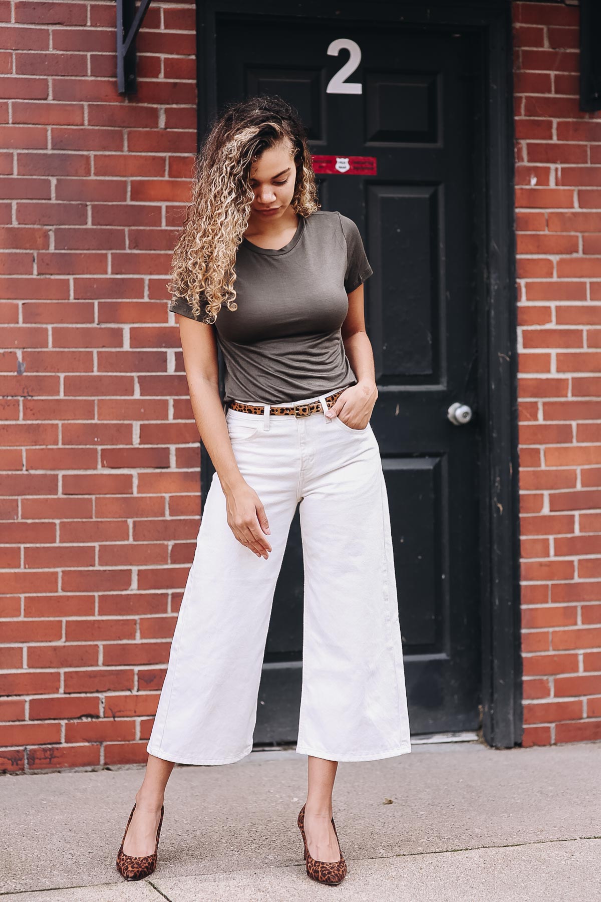 white denim culottes